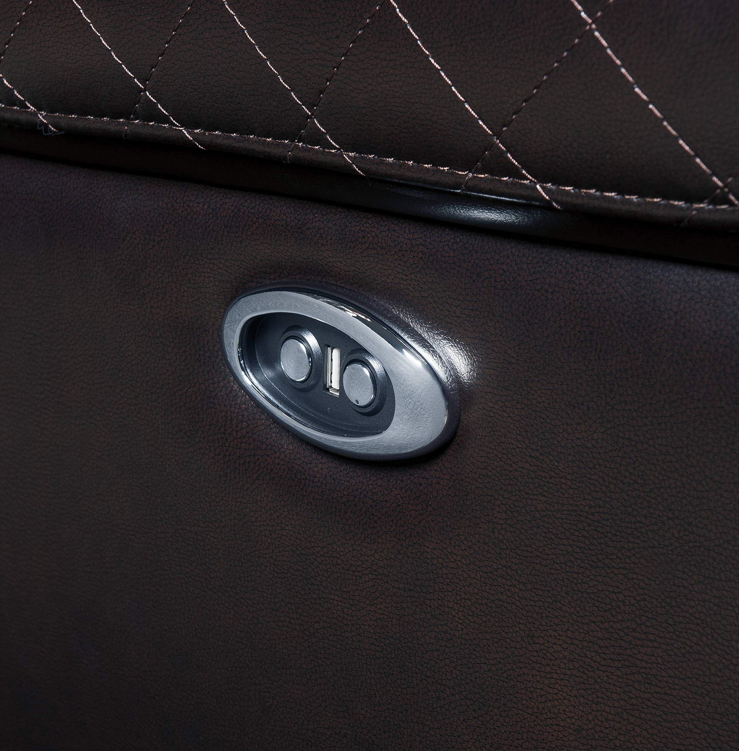 Acme Braylon Faux Leather Tufted Power Motion Recliner In Brown